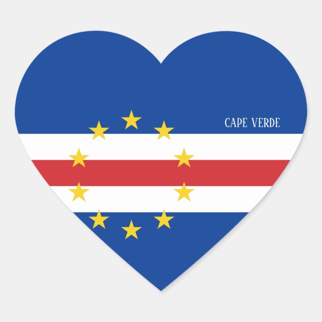 Adesivo Coração Patriótico esplêndido da bandeira de Cabo Verde (Frente)