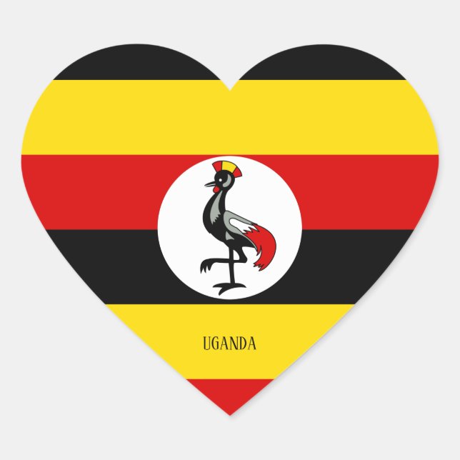 Adesivo Coração Patriótico esplêndido da bandeira de Uganda (Frente)