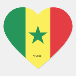 Adesivo Coração Patriótico esplêndido da bandeira do Senegal