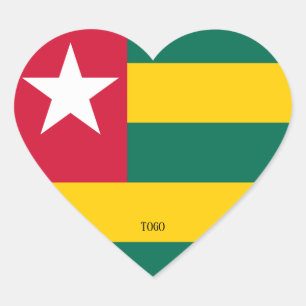 Adesivo Coração Patriótico Esplêndido da Bandeira do Togo