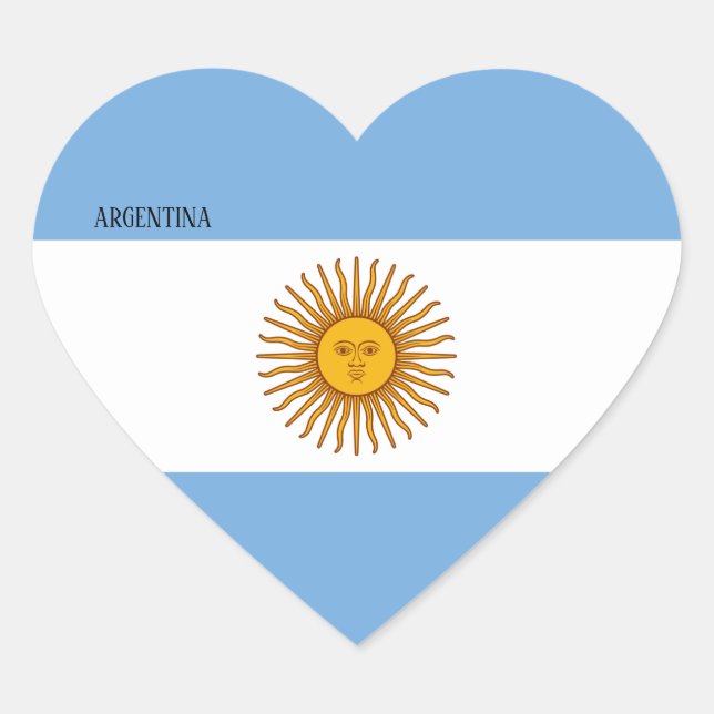Adesivo Coração Patriótico Esplêndido de Bandeira da Argentina (Frente)