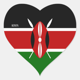 Adesivo Coração Patriótico Esplêndido de Bandeira do Quênia