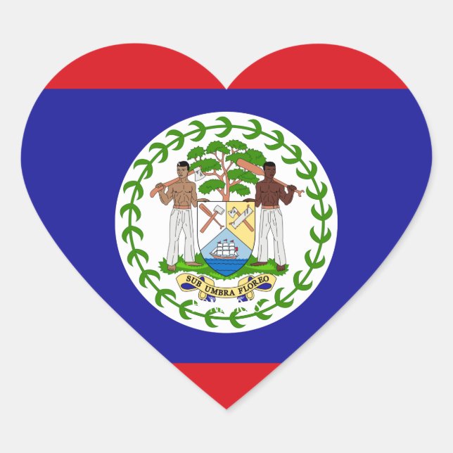Adesivo Coração Patriótico Esplêndido de Belize Flag (Frente)