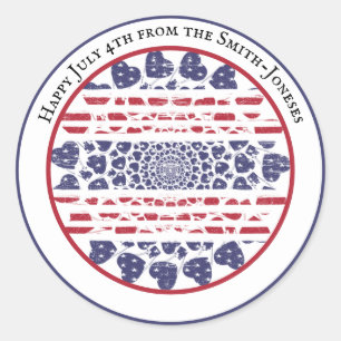 Adesivo Coração Patriótico Psicodélico Americano Tie Dye