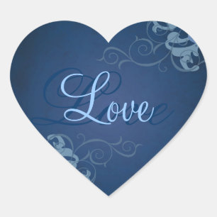 Adesivo Coração Pau de Amor Azul Noble Scroll Heart Blue