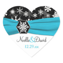 Pau de Casamento Preto, Branco, Aqua Snowflakes