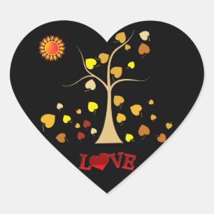 Adesivo Coração Pau de Coração da Árvore de Amor
