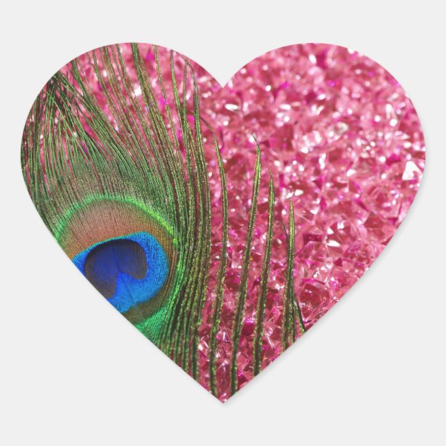 Adesivo Coração Pavão Rosa Rocky Feather (Frente)