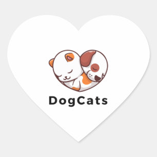 Adesivo Coração Paws in Harmony - Amor a Cachorro e Gato em Coraçã