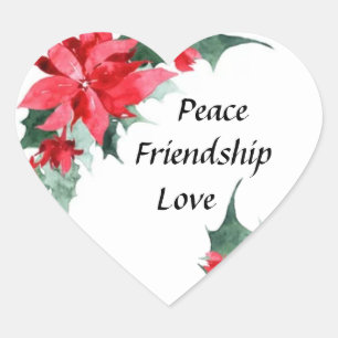 Adesivo Coração Paz, Amizade e Amor Natal