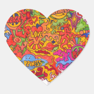 Adesivo Coração Paz, amor & felicidade