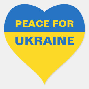 Adesivo Coração Paz na Ucrânia - Bandeira Ucraniana
