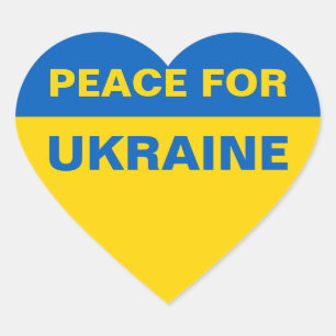 Adesivo Coração Paz na Ucrânia - Bandeira Ucraniana