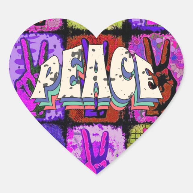 Adesivo Coração Peace Heart Sticker (Frente)