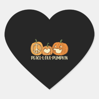 Adesivo Coração Peace Love Pumpkin Halloween