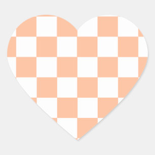Adesivo Coração Peach Fuzz Verificado Padrão Gingham