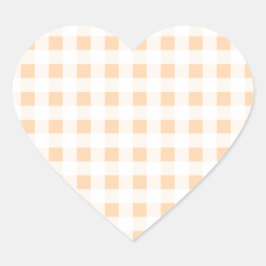 Adesivo Coração Peach Orange e White Gingham