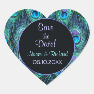 Adesivo Coração Peacock Feather Drama - Casal de Casamento - Perso