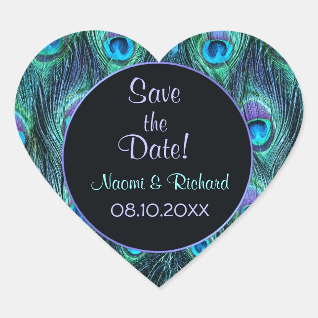 Adesivo Coração Peacock Feather Drama - Casal de Casamento - Perso (Frente)