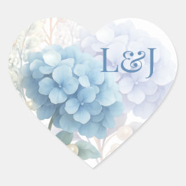 Adesivo Coração Pearl Hydrangea Blue Waterercolor Casamento Românt