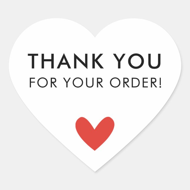 Adesivo Coração PEDIDO DE EMBALAGEM OBRIGADO, coração bonito (Frente)