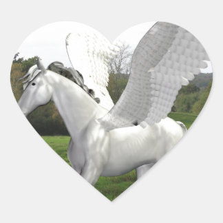 Adesivo Coração Pegasus branco em um campo