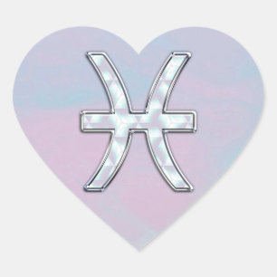 Adesivo Coração Peixes Símbolo Zodíaco Mãe do Decor Pérola