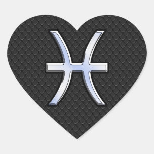 Adesivo Coração Peixes Símbolo Zodíaco no Decor de Pele Cobra Pr