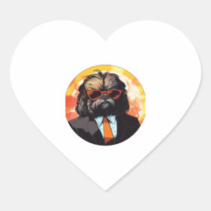Adesivo Coração Pekingese Dog Businessman