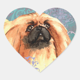 Adesivo Coração Pekingese elegante