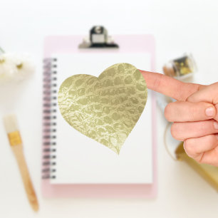 Adesivo Coração Pele do Alligador do Ouro Faux