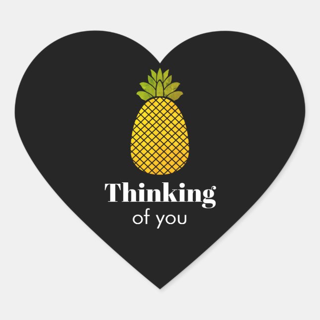 Adesivo Coração Pensando em você, Pineapple Heart Sticker (Frente)