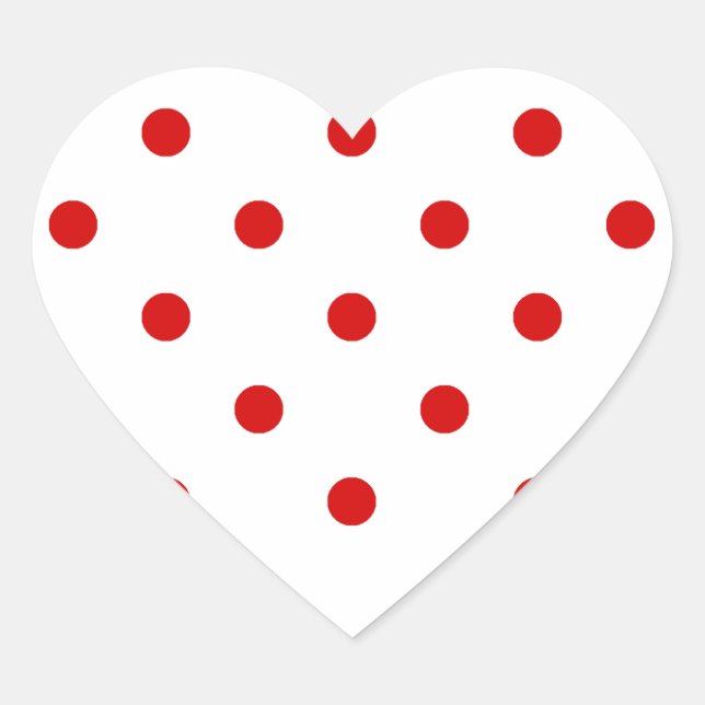 Adesivo Coração Pequenas Bolinhas - Rosso Corsa em Branco (Frente)