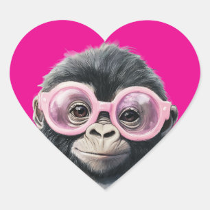 Adesivo Coração Pequeno e doce Fundo cor-de-rosa-escuro de Gorilla