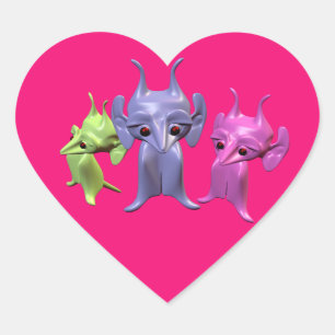 Adesivo Coração Pequenos marcianos