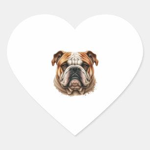 Adesivo Coração Perfil realista de buldogue inglês bonito