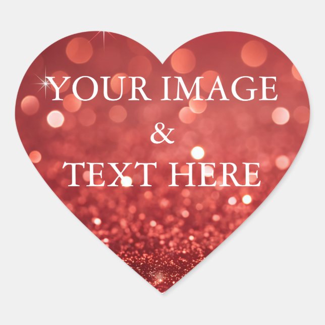 Adesivo Coração Personalizado com Sua Própria Foto & Texto (Frente)