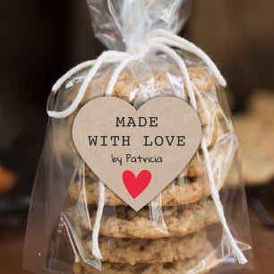 Adesivo Coração Personalizado Feito Com Amor Coração Vermelho Kraf