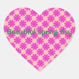Adesivo Coração Personalizar flores cor-de-rosa Primavera