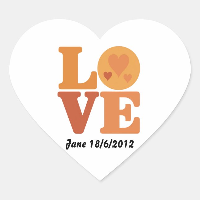 Adesivo Coração Personalized Groovy Love 70s Valentine Poster (Frente)