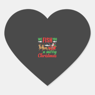 Adesivo Coração Pesca de Natal Feliz Peixe Você