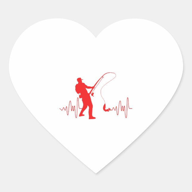 Adesivo Coração Pesca "Heartbeat" Pesca Pescadores (Frente)
