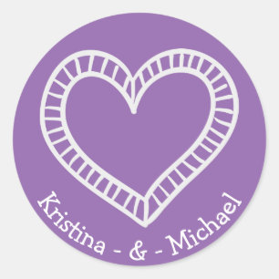 Adesivo Coração Pessoalizado Roxo e Branco de Amor para Ca