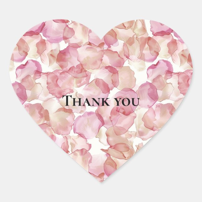 Adesivo Coração Pétalas de Rosa Rosa Romântica Chuveiro de Noiva F (Frente)