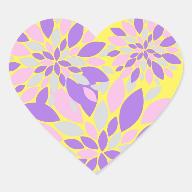 Adesivo Coração Pétalas Mágicas Flores Roxas (Frente)