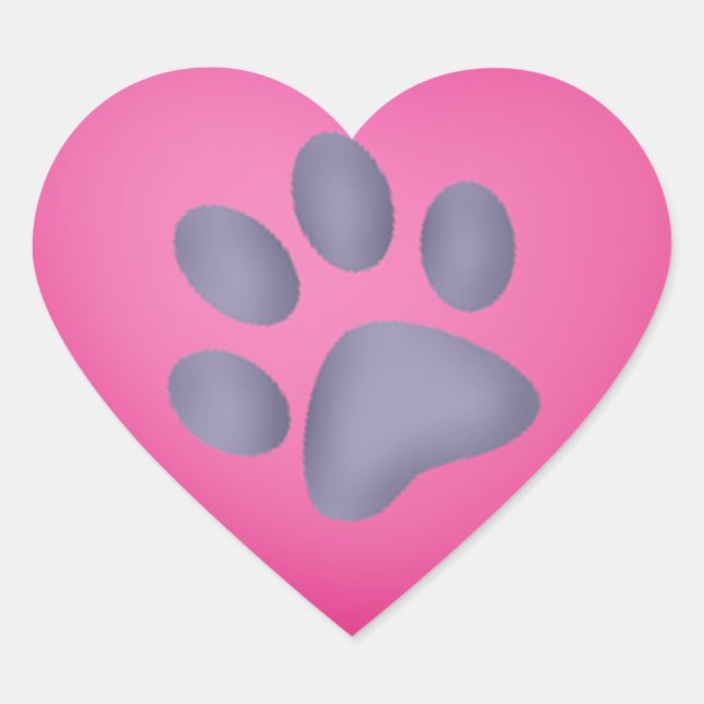 Adesivo Coração Pets Dog ou Cat Paw Print Heart Collection Sticker (Frente)
