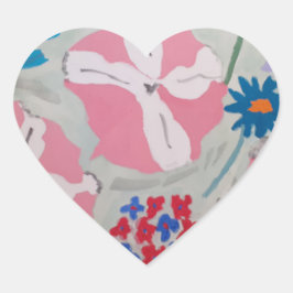 Adesivo Coração Petunias e Flores de Verão