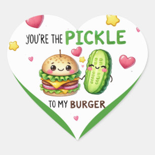 Adesivo Coração Picles Kawaii e Burgers