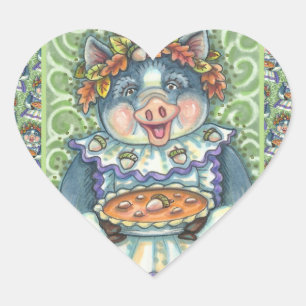 ADESIVO CORAÇÃO PIG & ACORN PIE, OBRIGADO FEITO COM AMOR