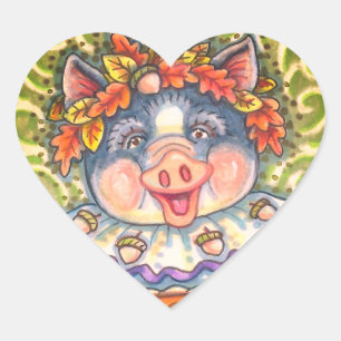 ADESIVO CORAÇÃO PIG & ACORN PIE, OBRIGADO FEITO COM AMOR